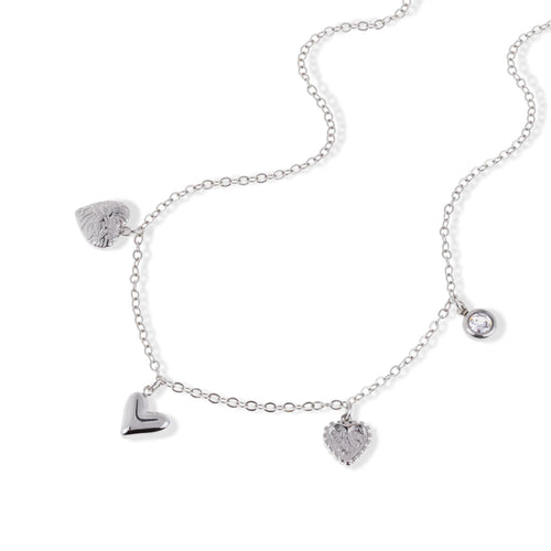 Collar con colgantes de corazon y cristal 45-50cm