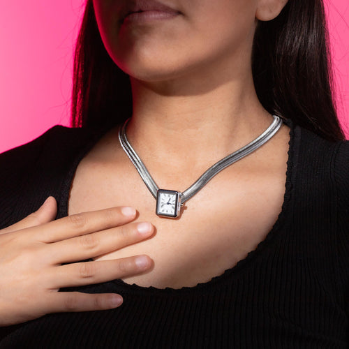 Collar panza de vibora colgante de reloj rectangular 40-45cm