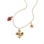 Collar ajustable de flor estrella y fresa esmaltada 50cm