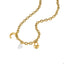Collar de eslabon con colgantes de corazon y luna 48cm