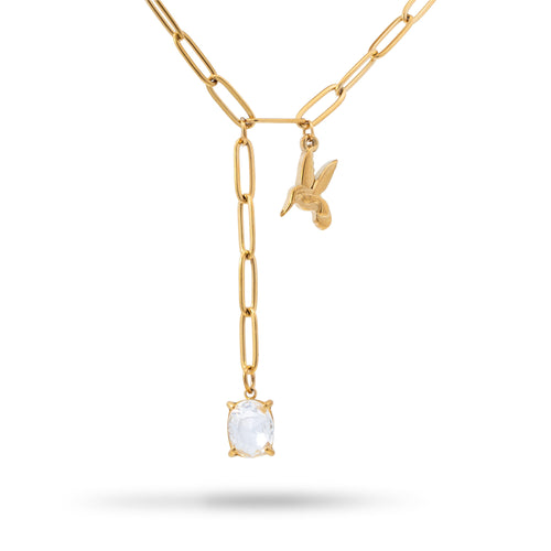 Collar corbatin dije de colibri y cristal 50-55cm