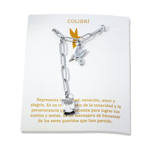 Collar corbatin dije de colibri y cristal 50-55cm