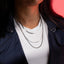 Collar triple cadena barbada planchada cola de raton 55-60cm