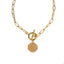 Collar con eslabon largo y medalla de san benito irregular 55cm