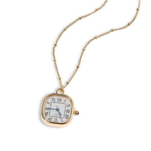 Collar colgante de reloj cuadrado numeros romanos 60cm