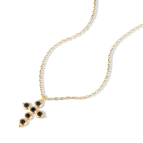 Collar cruz cristales negros 65cm