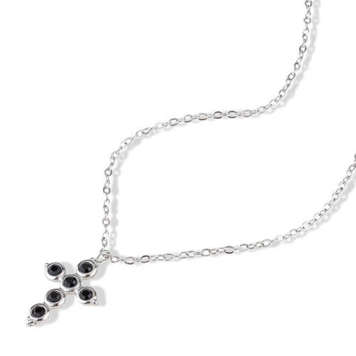 Collar cruz cristales negros 65cm