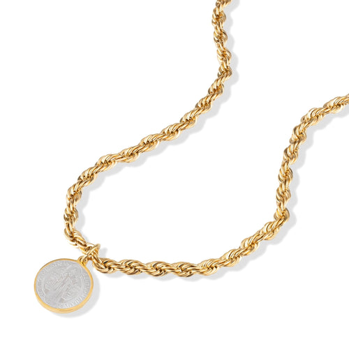 Collar torzal medalla de san benito 50cm