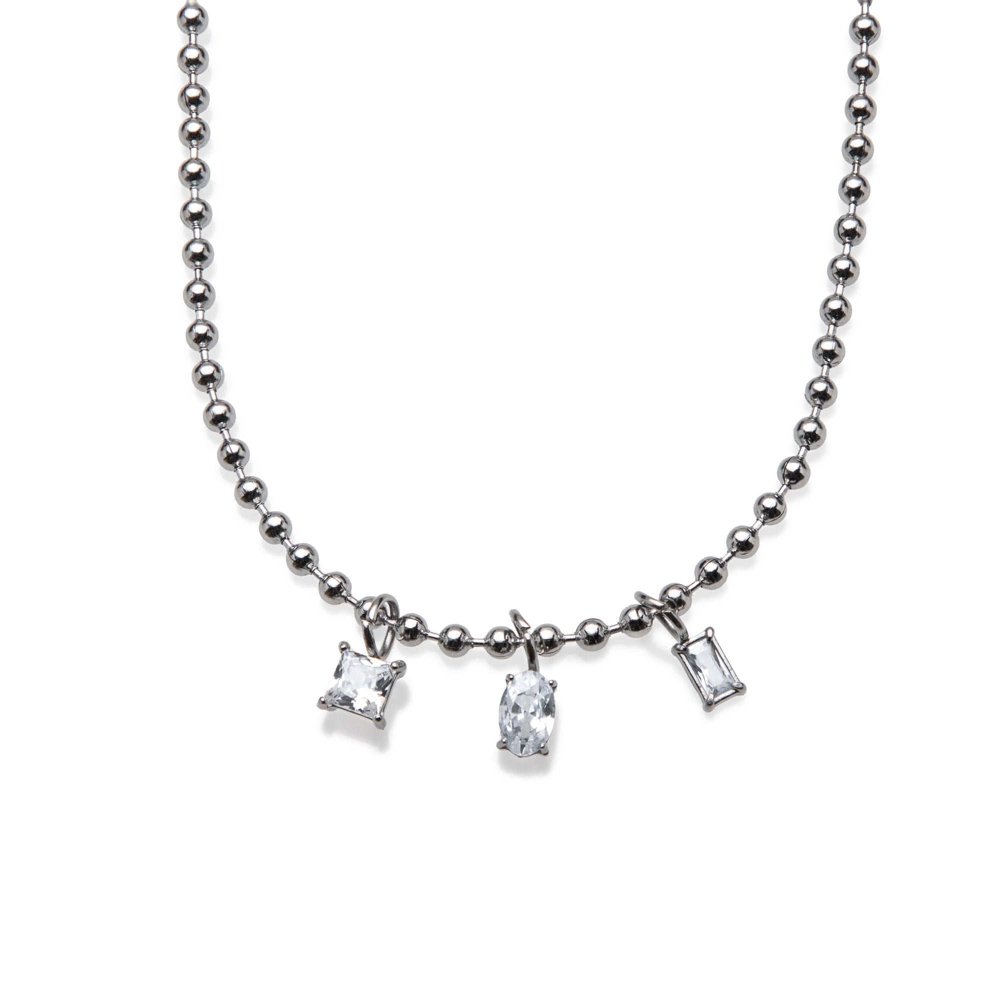 Collar de balines con cristales geometricos 45-50cm