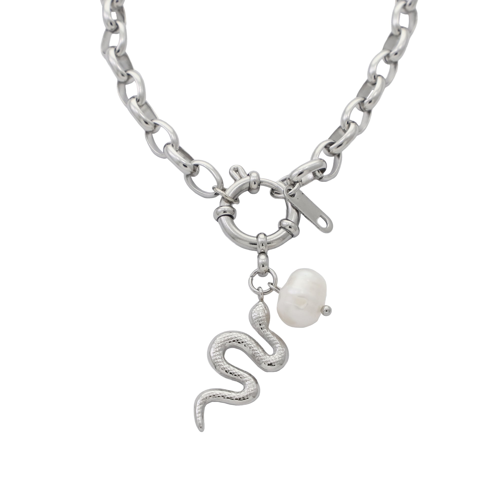 Collar serpiente perla de rio 50cm