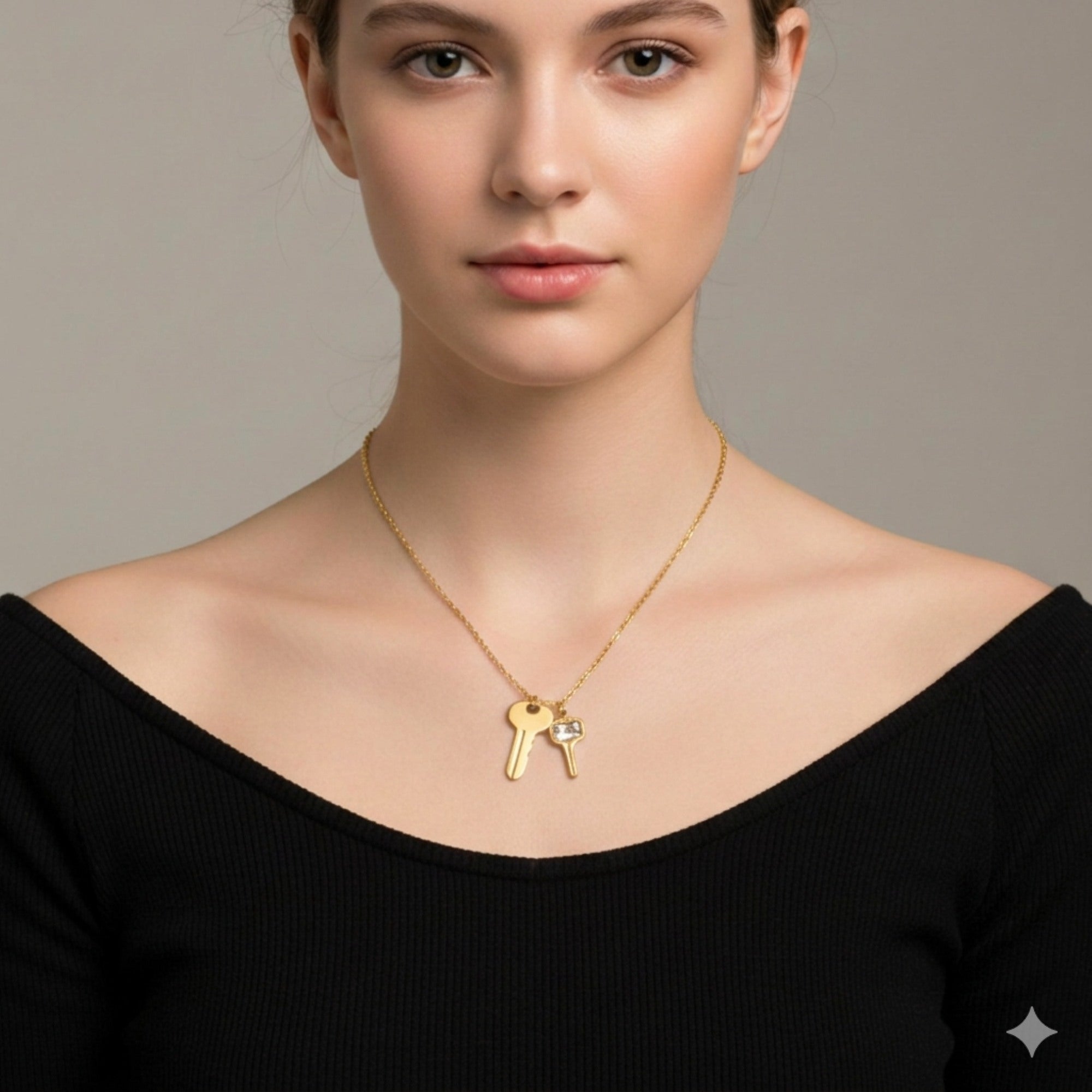 Collar llaves con cristal 50-55cm