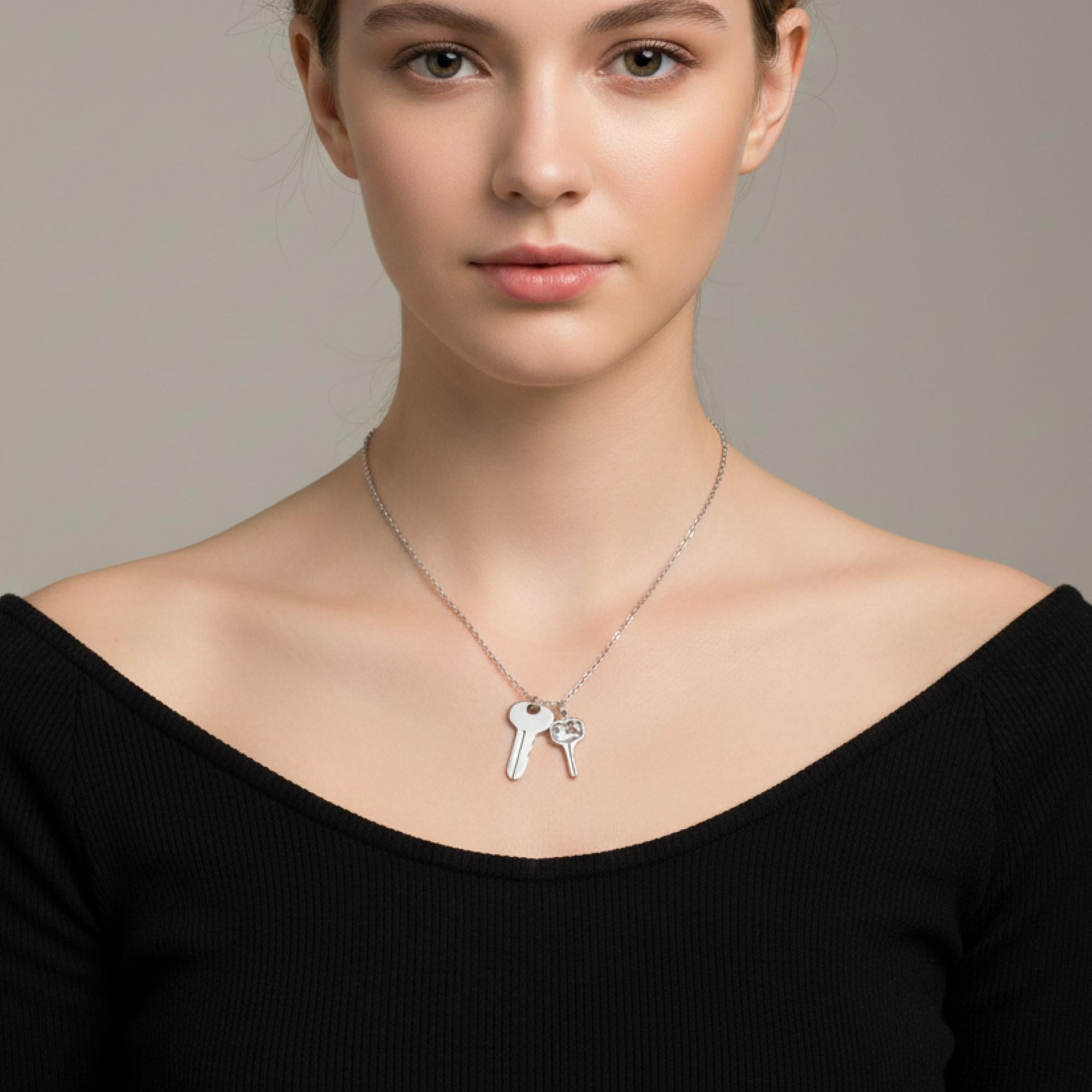 Collar llaves con cristal 50-55cm