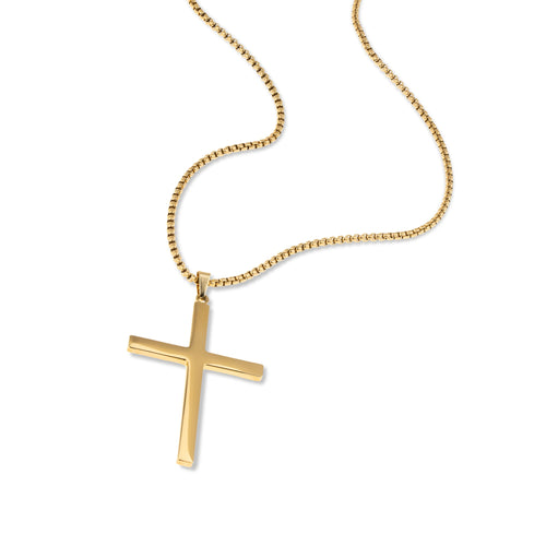 Collar eslabon redondo dije de Cruz lisa 70cm