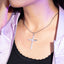 Collar eslabon redondo dije de cruz lisa 70cm