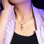 Collar dije cruz balines con cristales 55-60cm