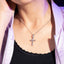 Collar dije cruz balines con cristales 55-60cm