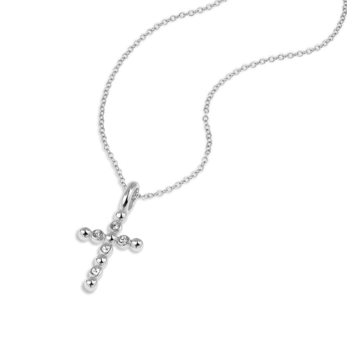Collar dije con Cruz de balines con cristales 55-60cm