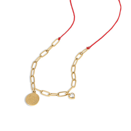 Collar hilo con eslabones medalla san benito 45-50cm