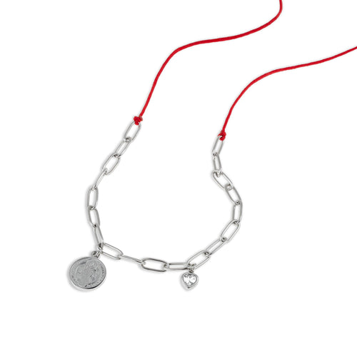 Collar hilo con eslabones medalla san benito 45-50cm