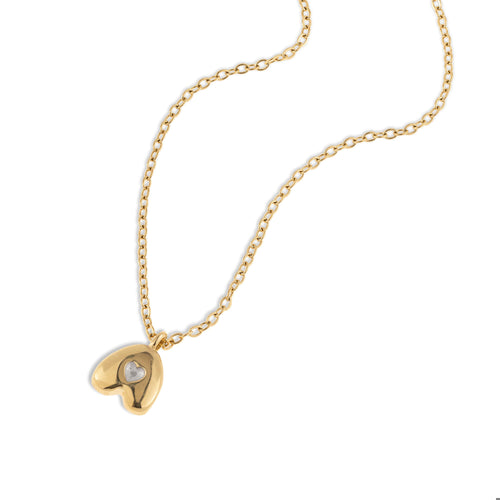 Collar letra a ajustable estilo bombacho con corazon 55cm