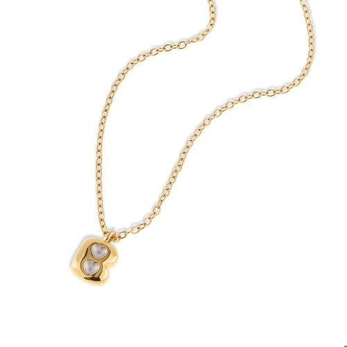 Collar letra a ajustable estilo bombacho con corazon 55cm