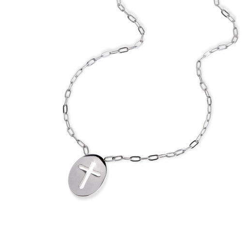 Collar dije ovalado de Cruz calada 45-50cm