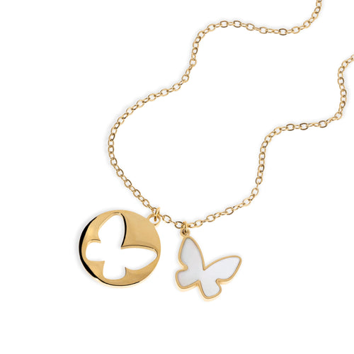 Collar de mariposas calada y con madre perla 50-55cm