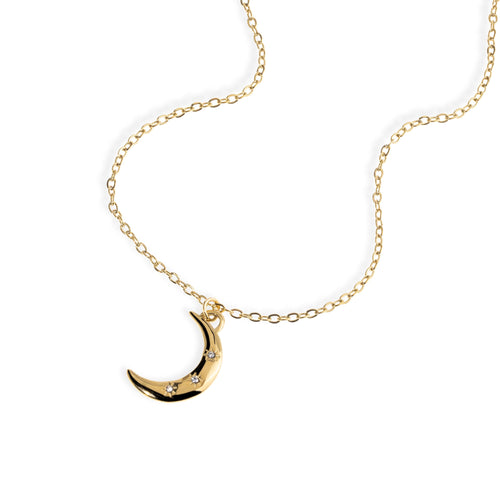 Collar de luna con estrellas y cristales 45-50cm