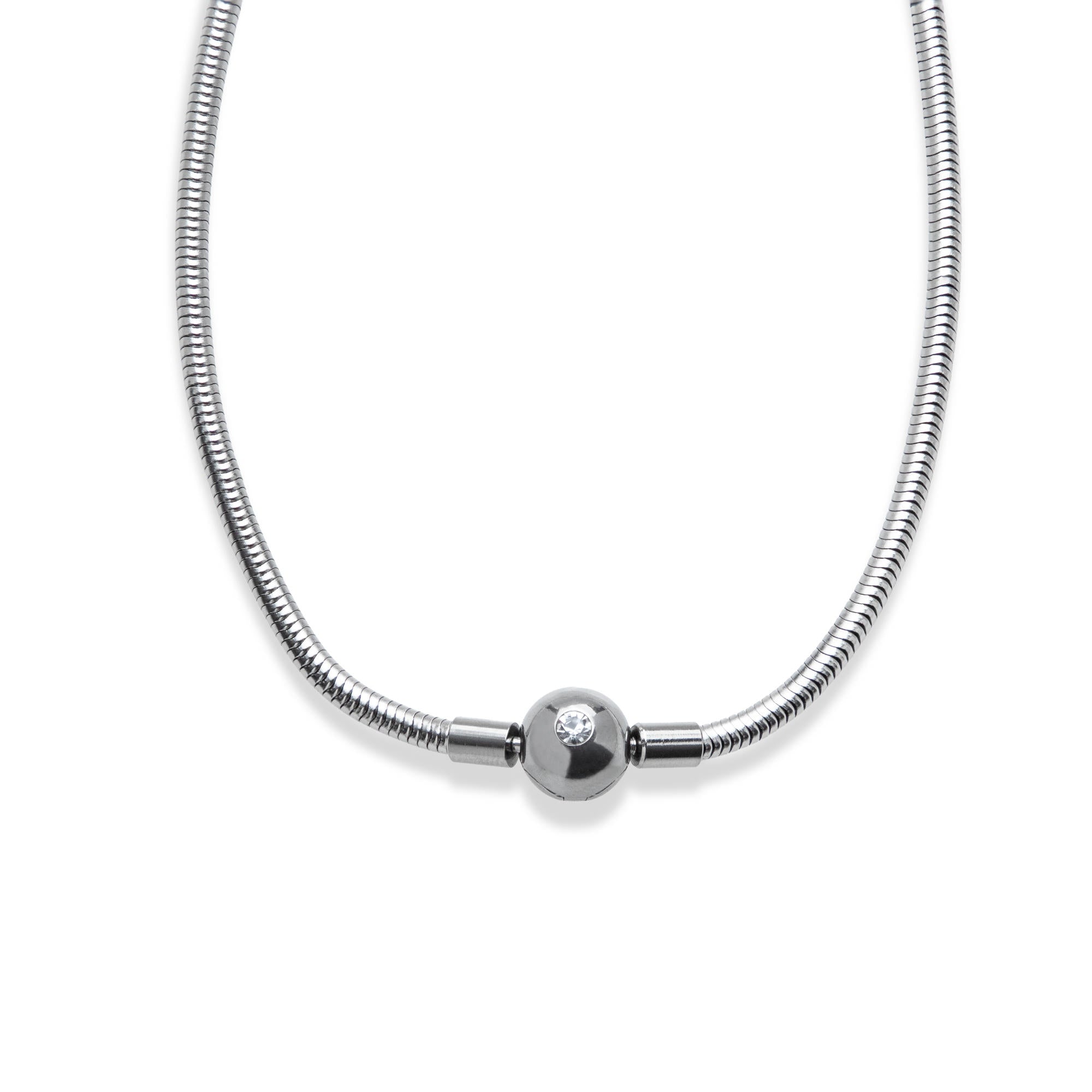Collar cola de raton con broche de bola y cristal 45cm/3mm