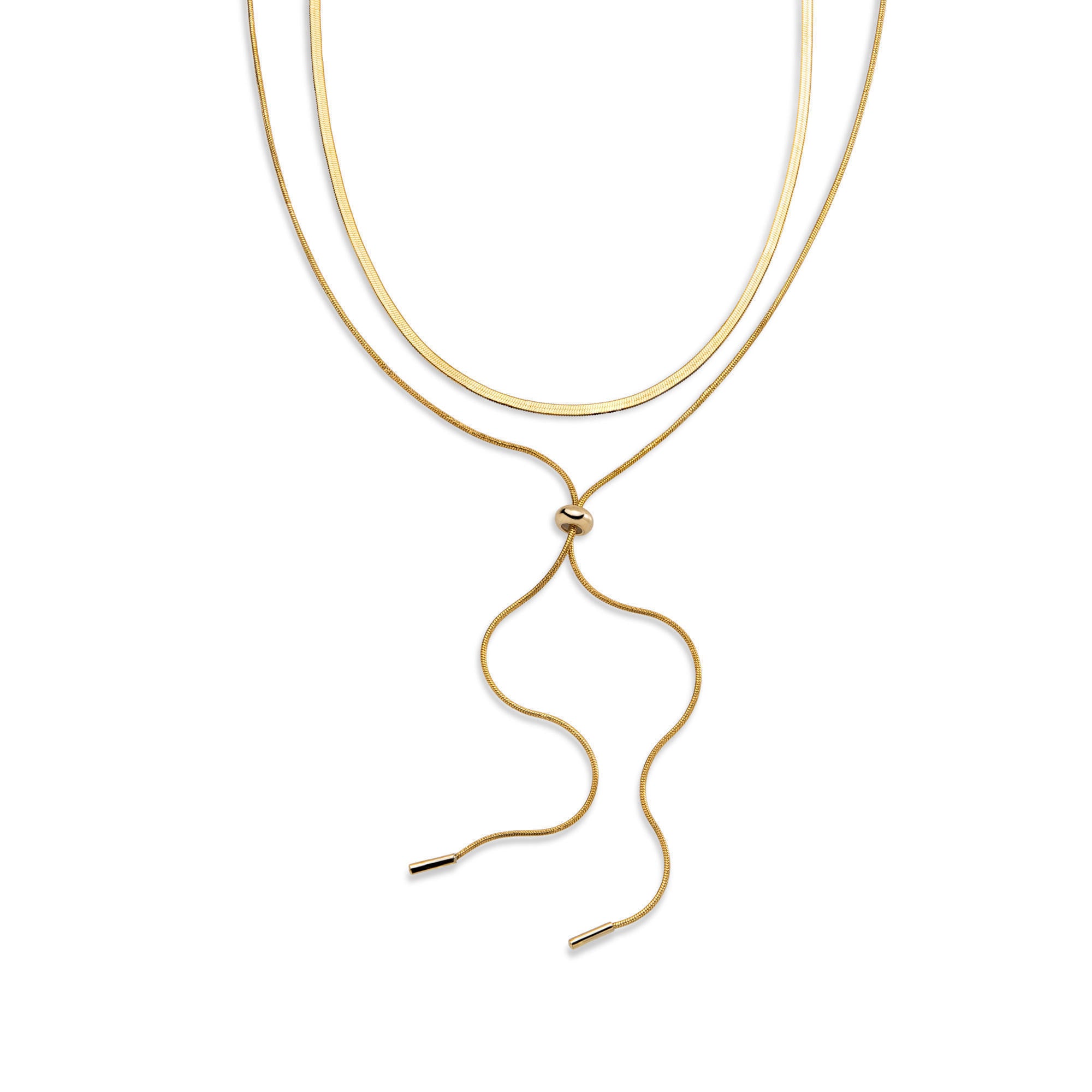 Collar doble cadena corbatin ajustable y panza de vibora 45cm