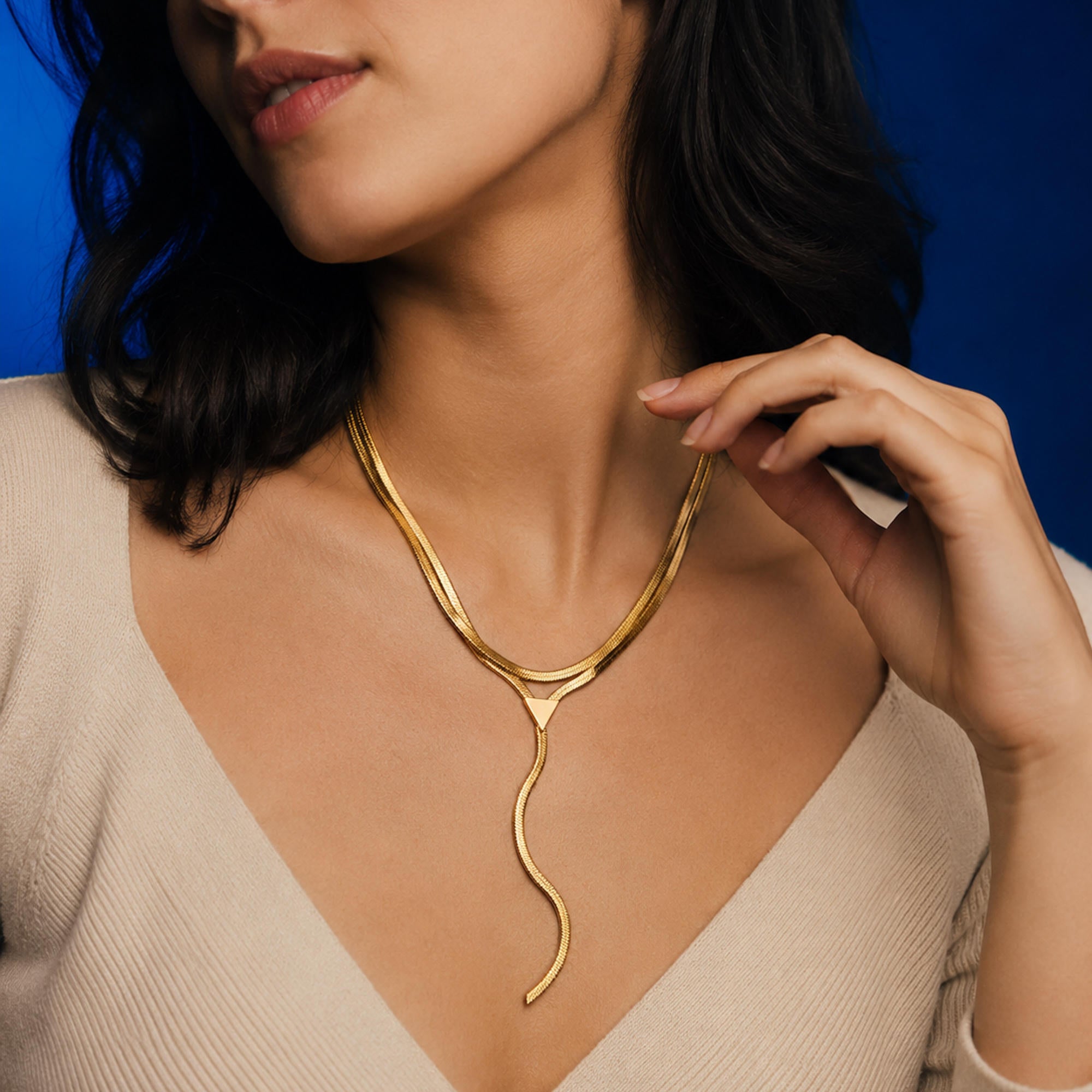 Collar  doble cadena panza de vibora 38-43cm