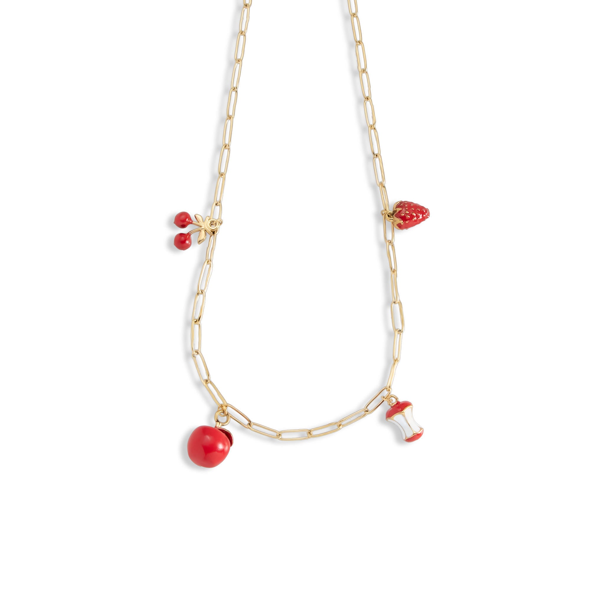 Collar eslabon largo dijes frutales colgantes esmaltados 50-55cm