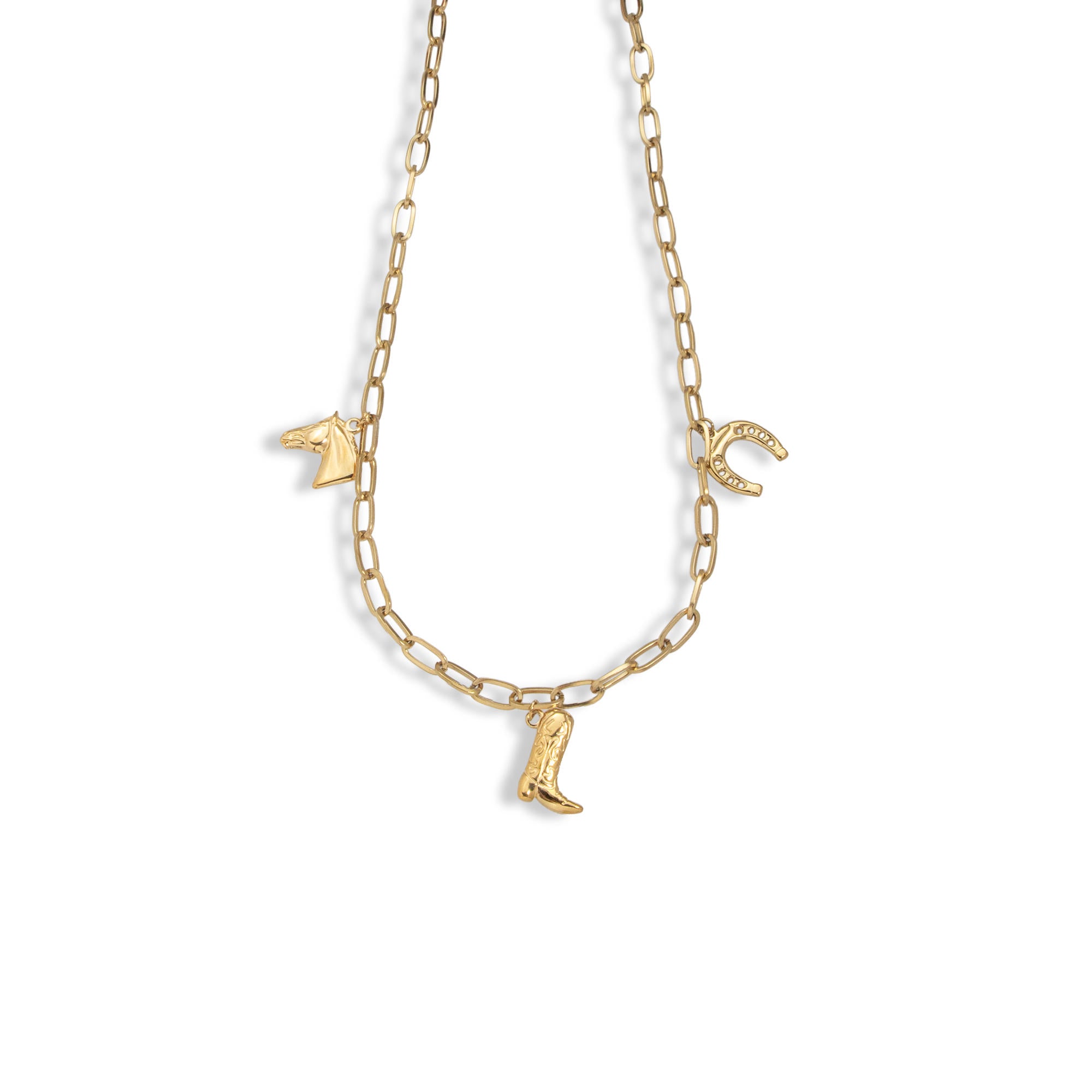 Collar eslabon largo dijes vaqueros colgantes 50-55cm