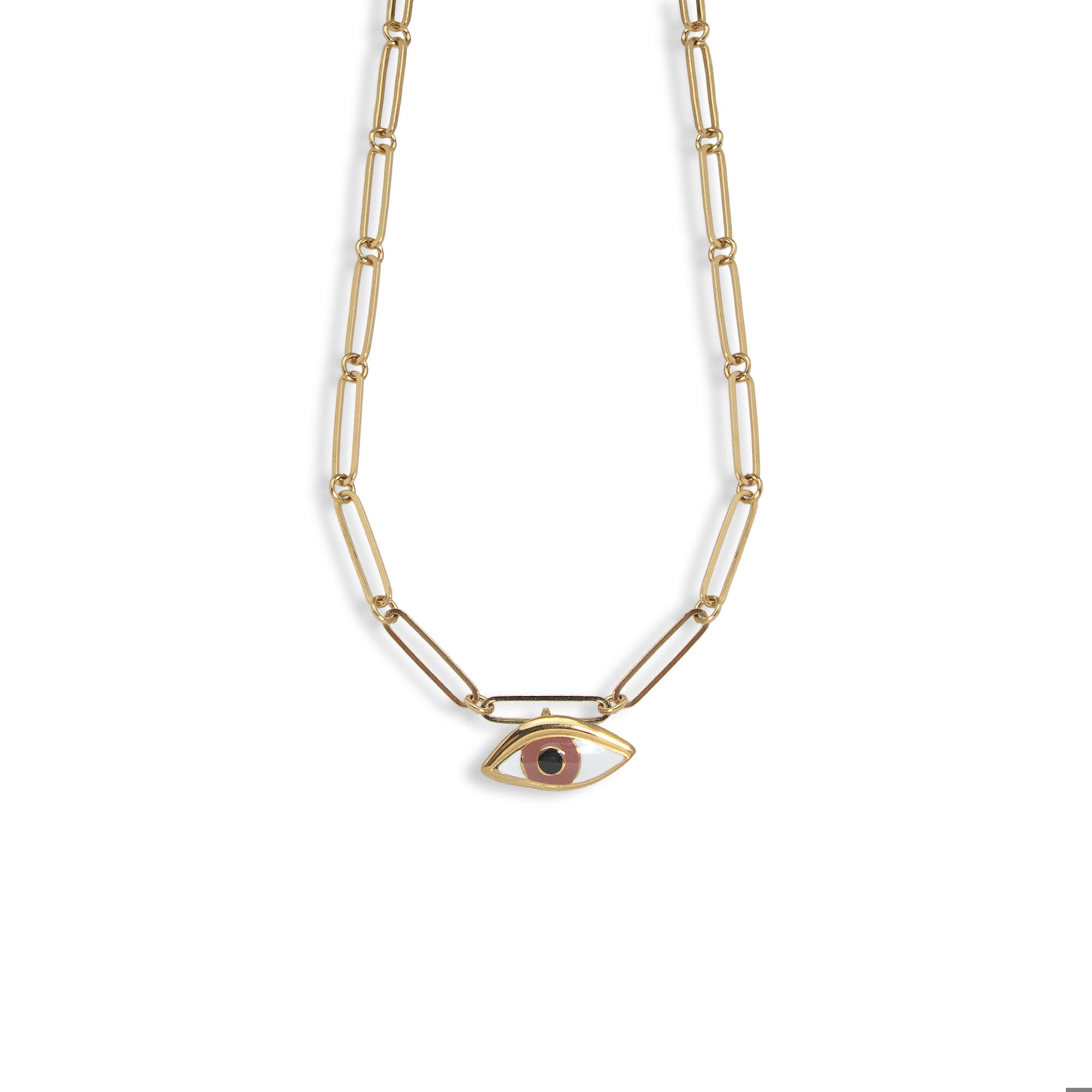 Collar eslabon largo con ojo café 50-55cm