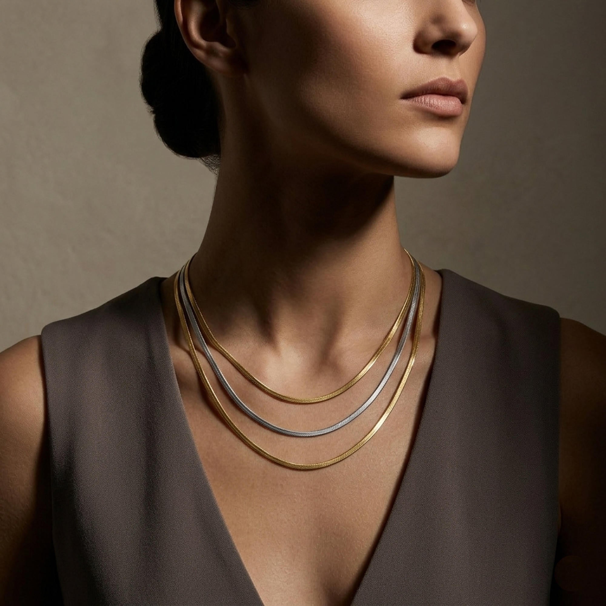 Collar triple cadena panza de vibora 45-55cm