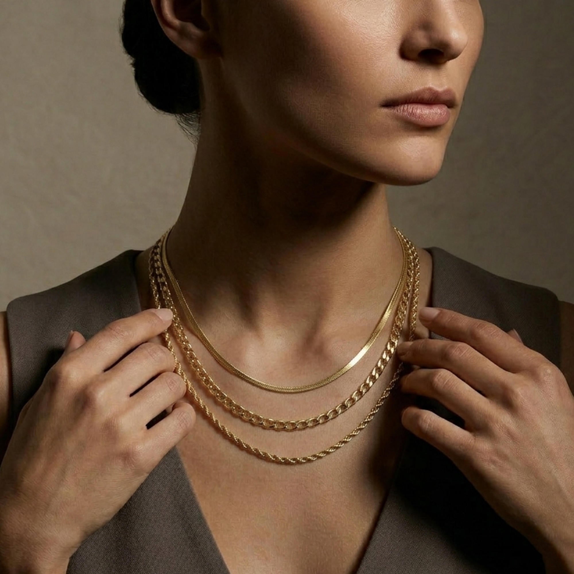 Collar triple cadena torzal 3x1 panza de vibora 45-50cm