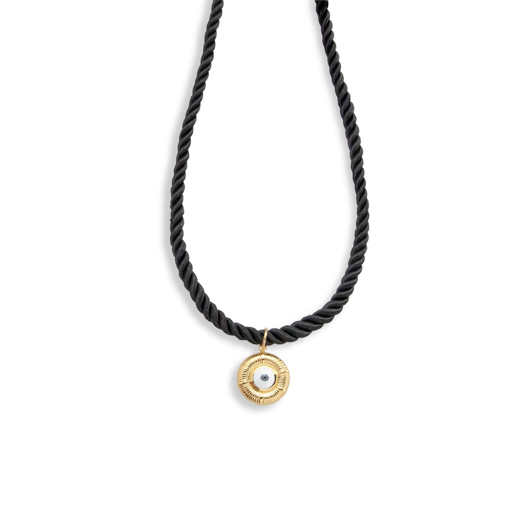 Collar hilo trenzado con dije de ojo 52-57cm