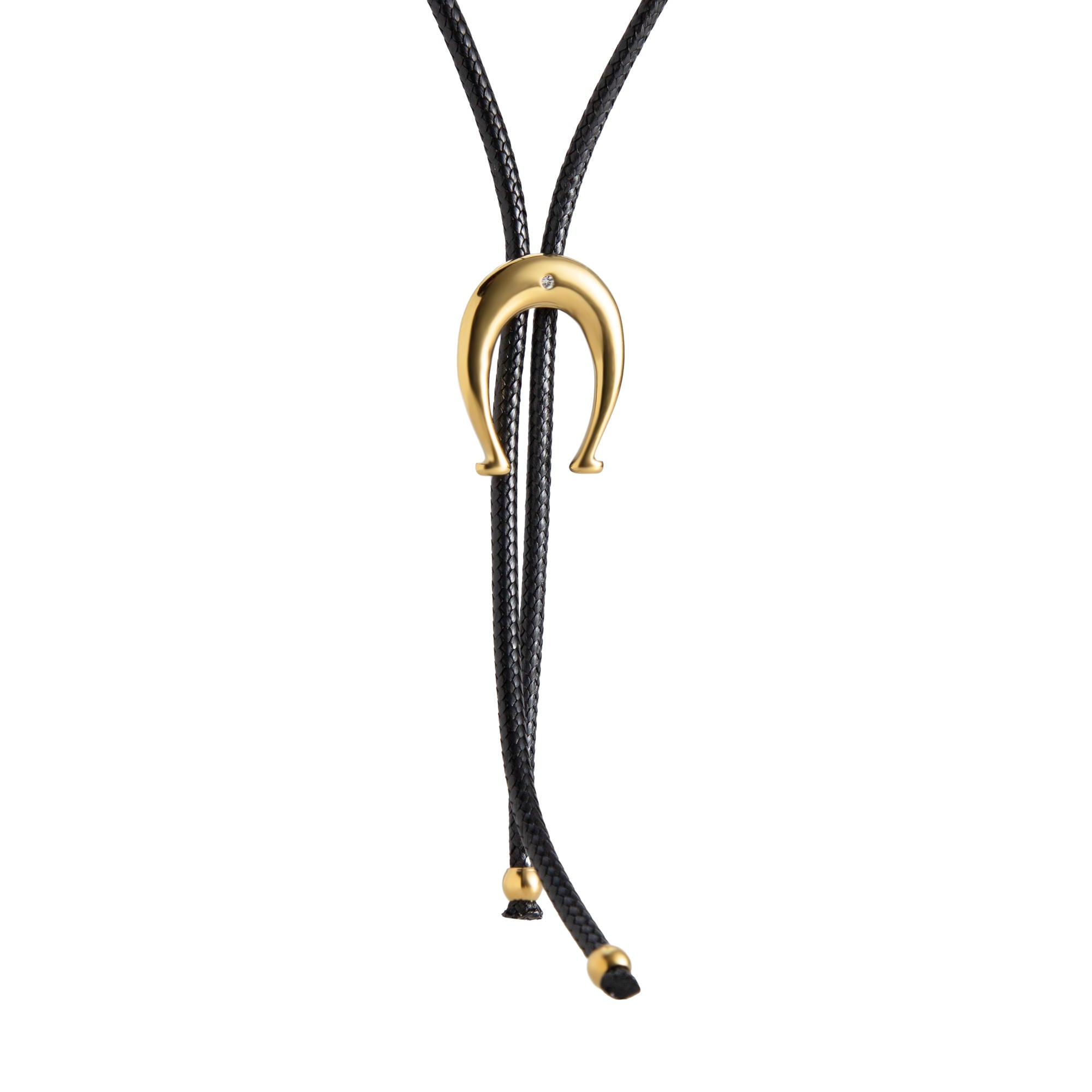 Collar ajustable cordon negro dije herradura 26mm