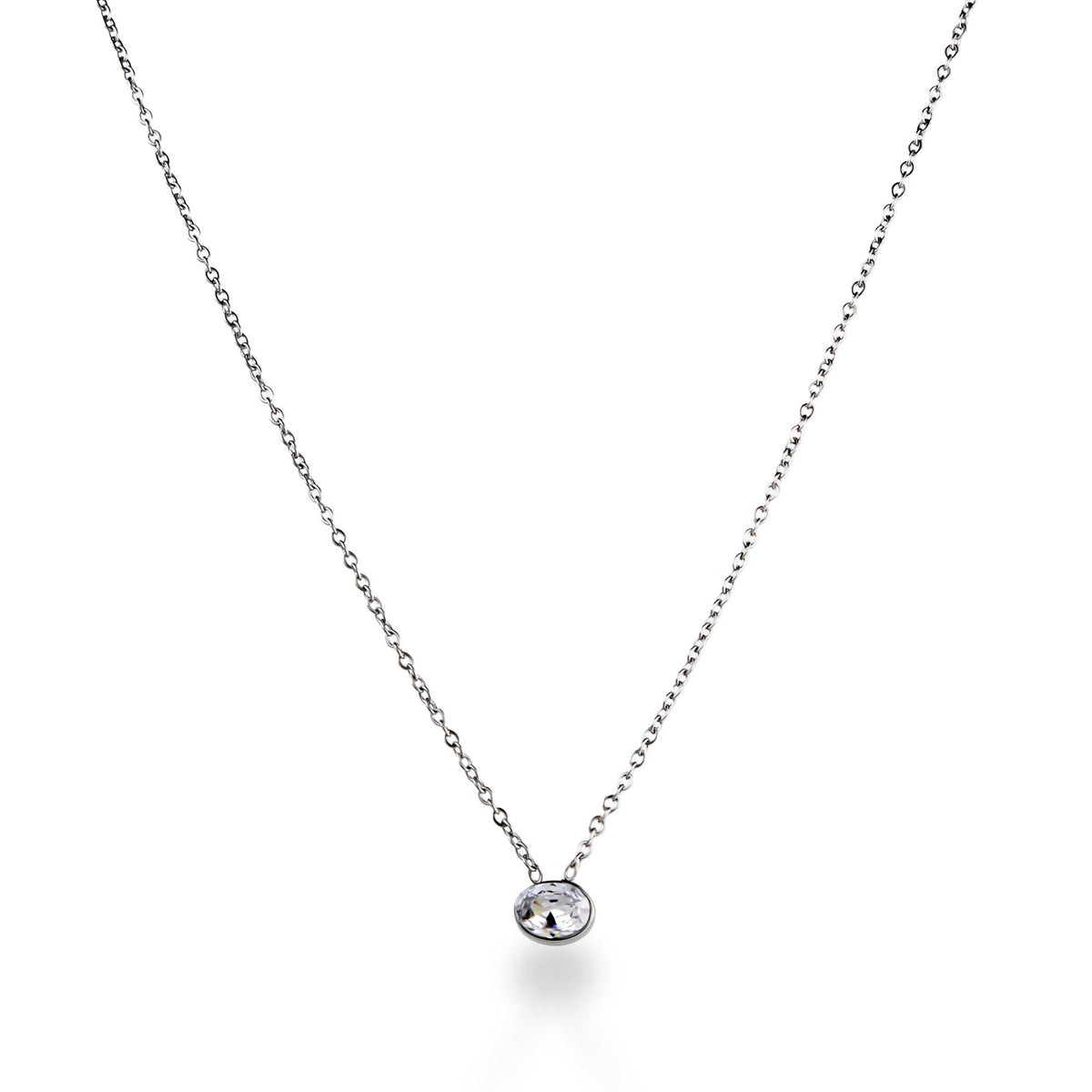 Collar con dije de cristal ovalado 50-55cm