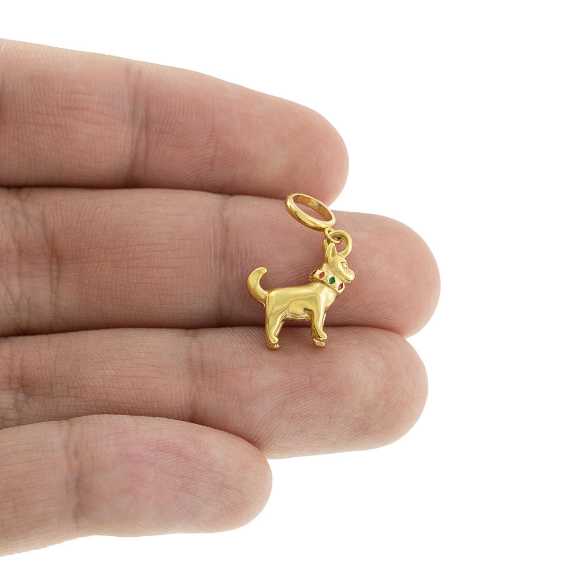 Charm de perro con collar multicolor 14mm