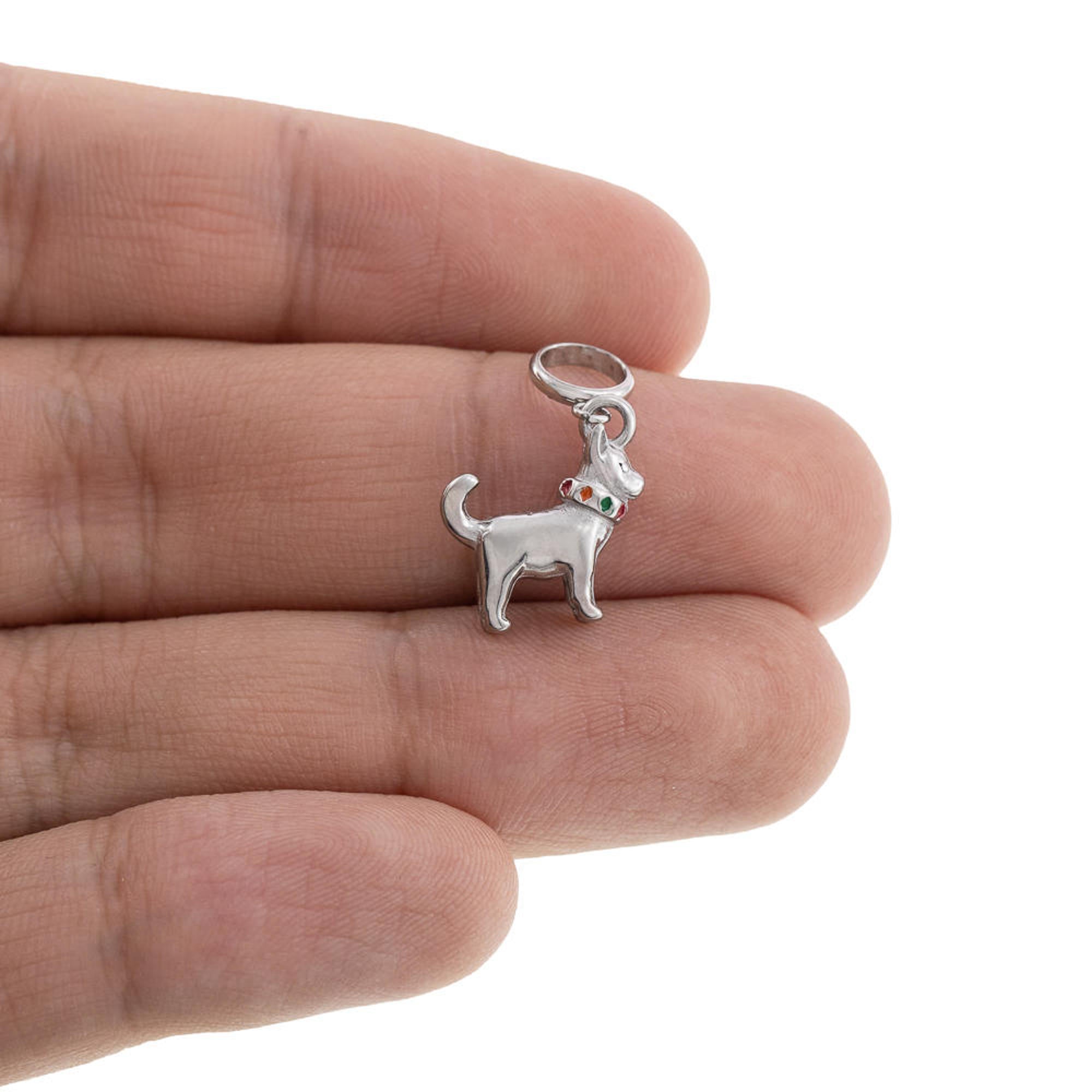Charm de perro con collar multicolor 14mm