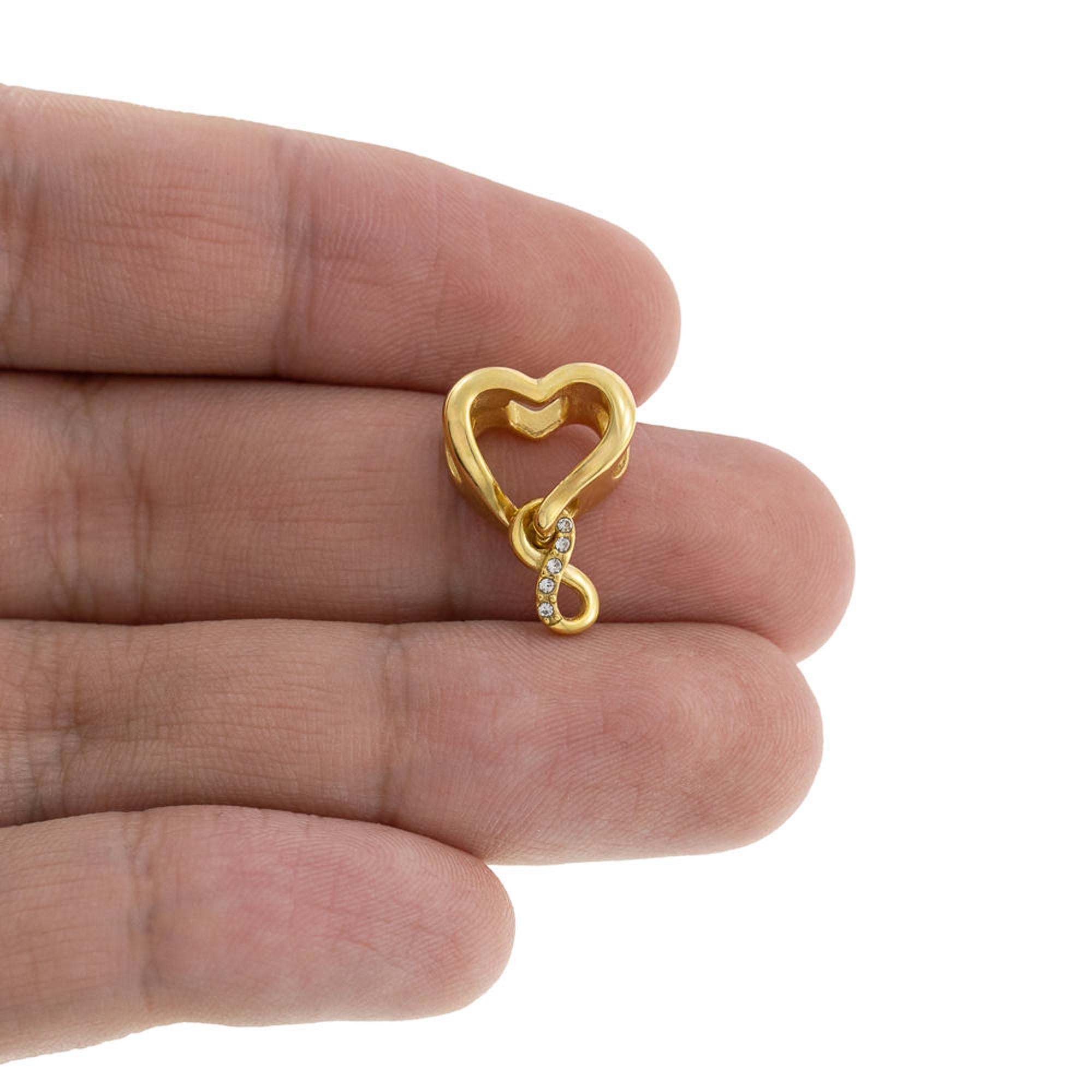 Charm de corazon e infinito entrelazados con cristales 13mm