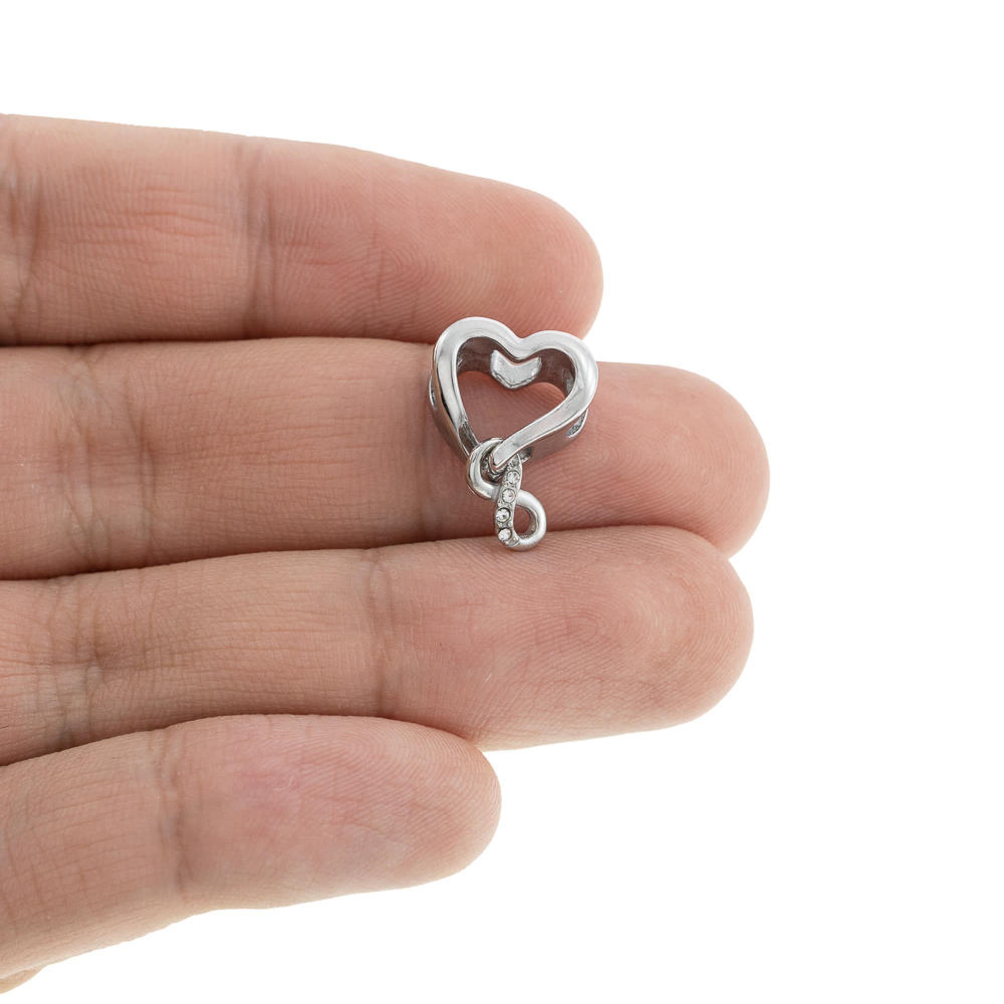 Charm de corazon e infinito entrelazados con cristales 13mm