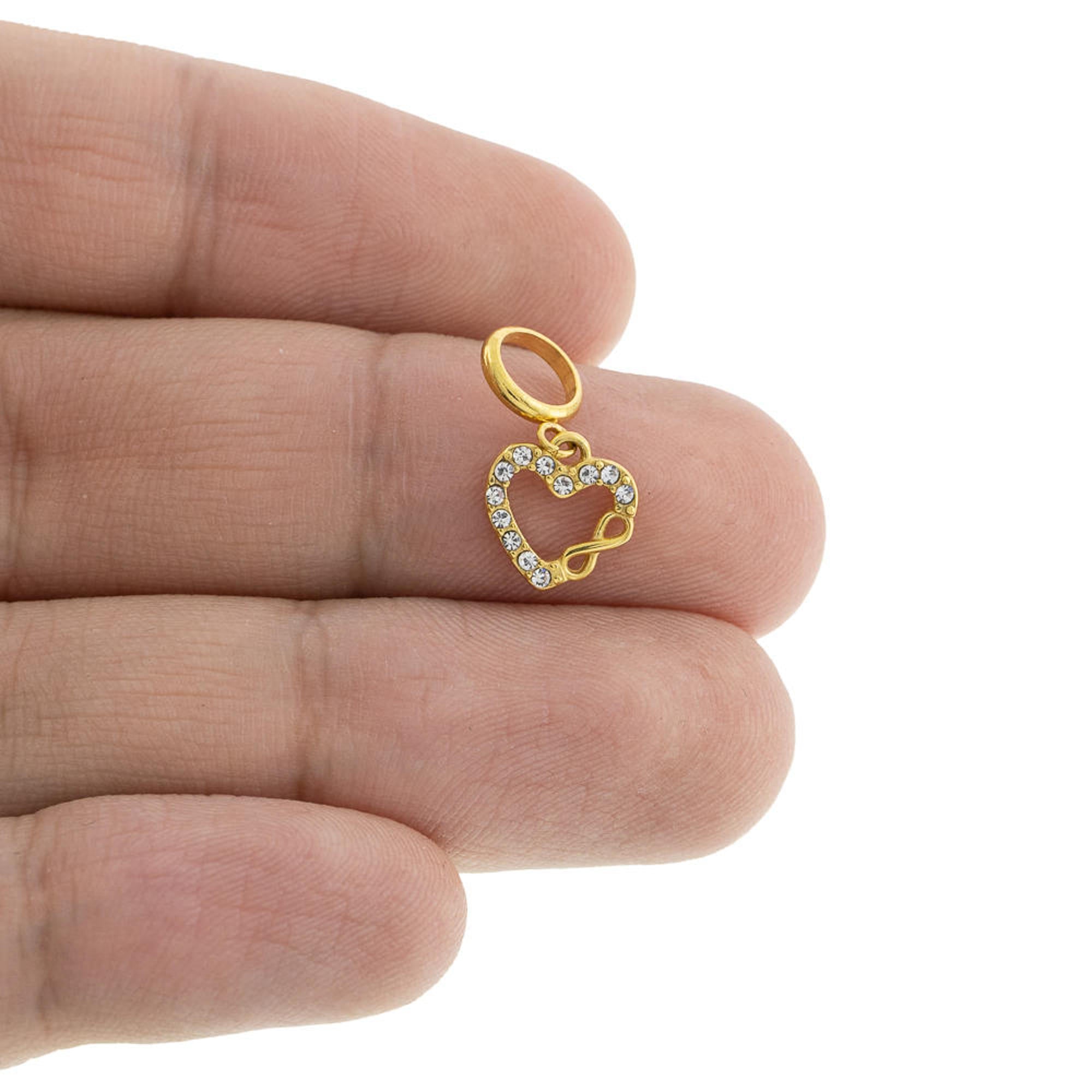 Charm de silueta de corazon con infinito y cristales 10mm