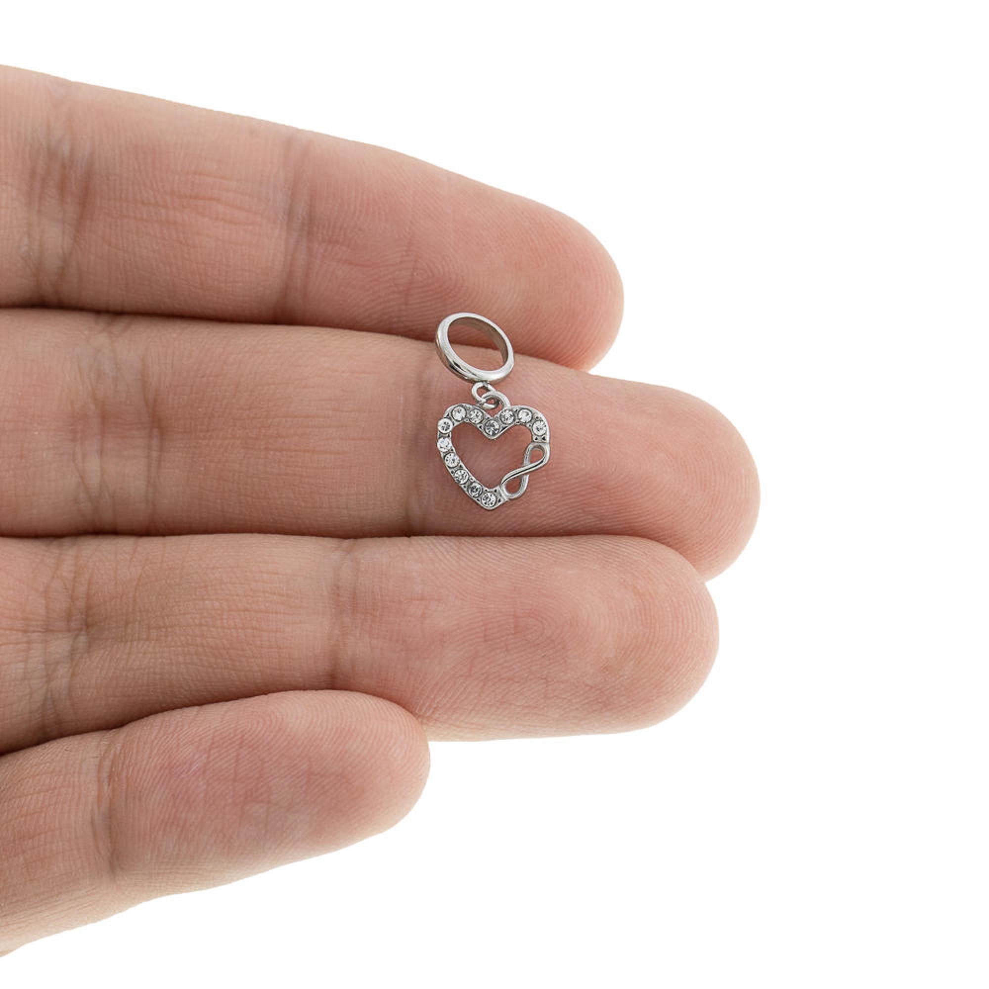 Charm de silueta de corazon con infinito y cristales 10mm