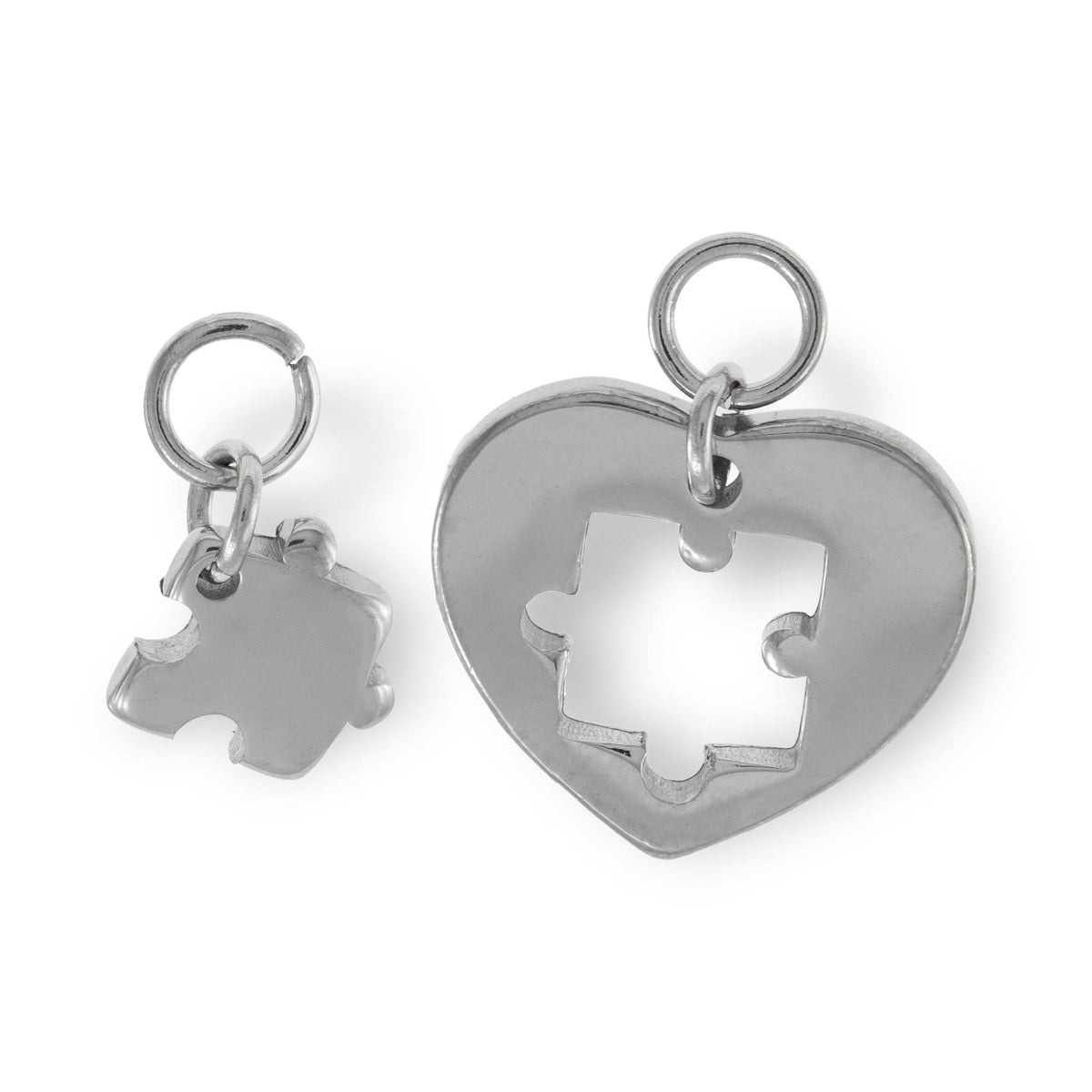 Dije complementario de corazon y rompecabezas 13mm