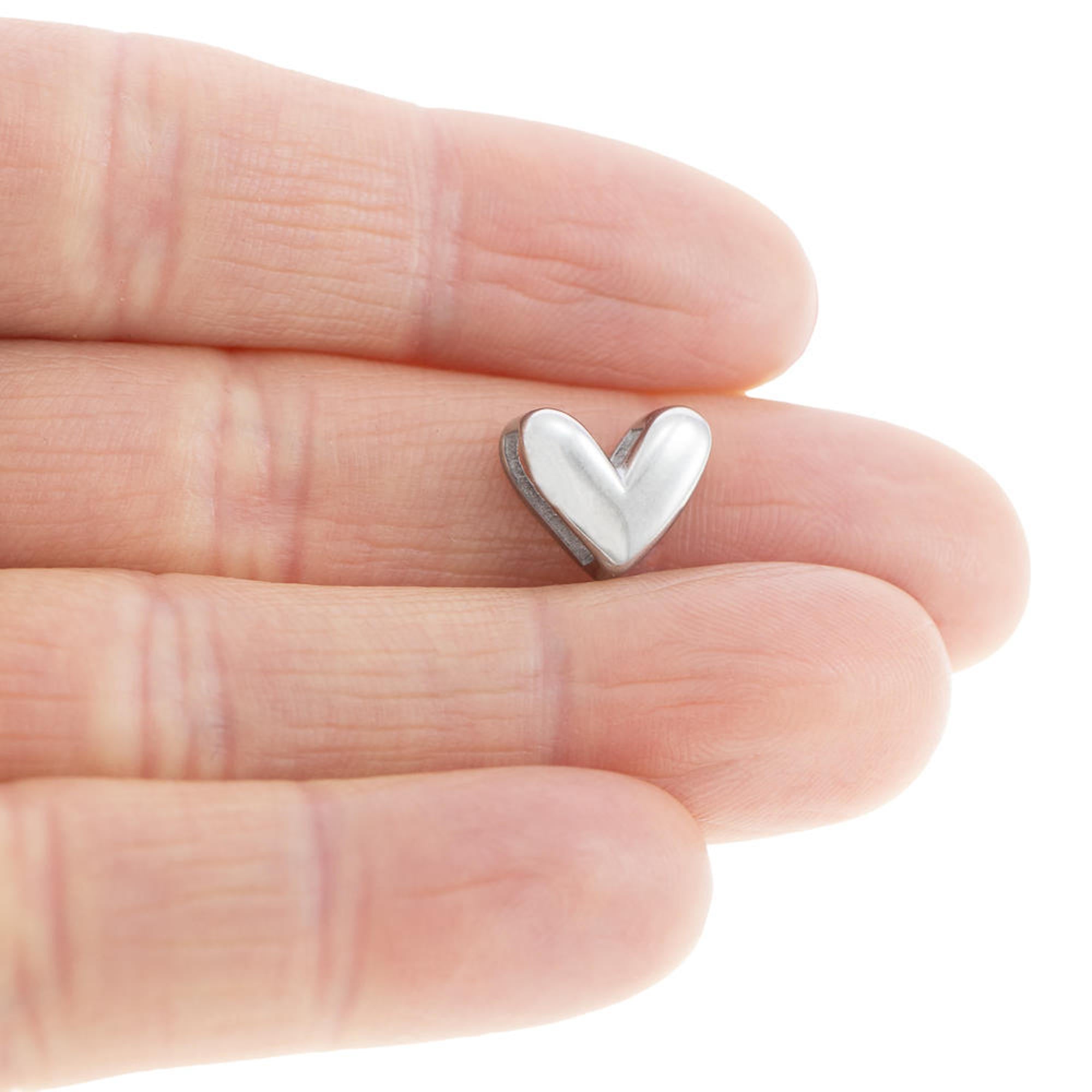 Dije separador transversal de corazon liso 9mm