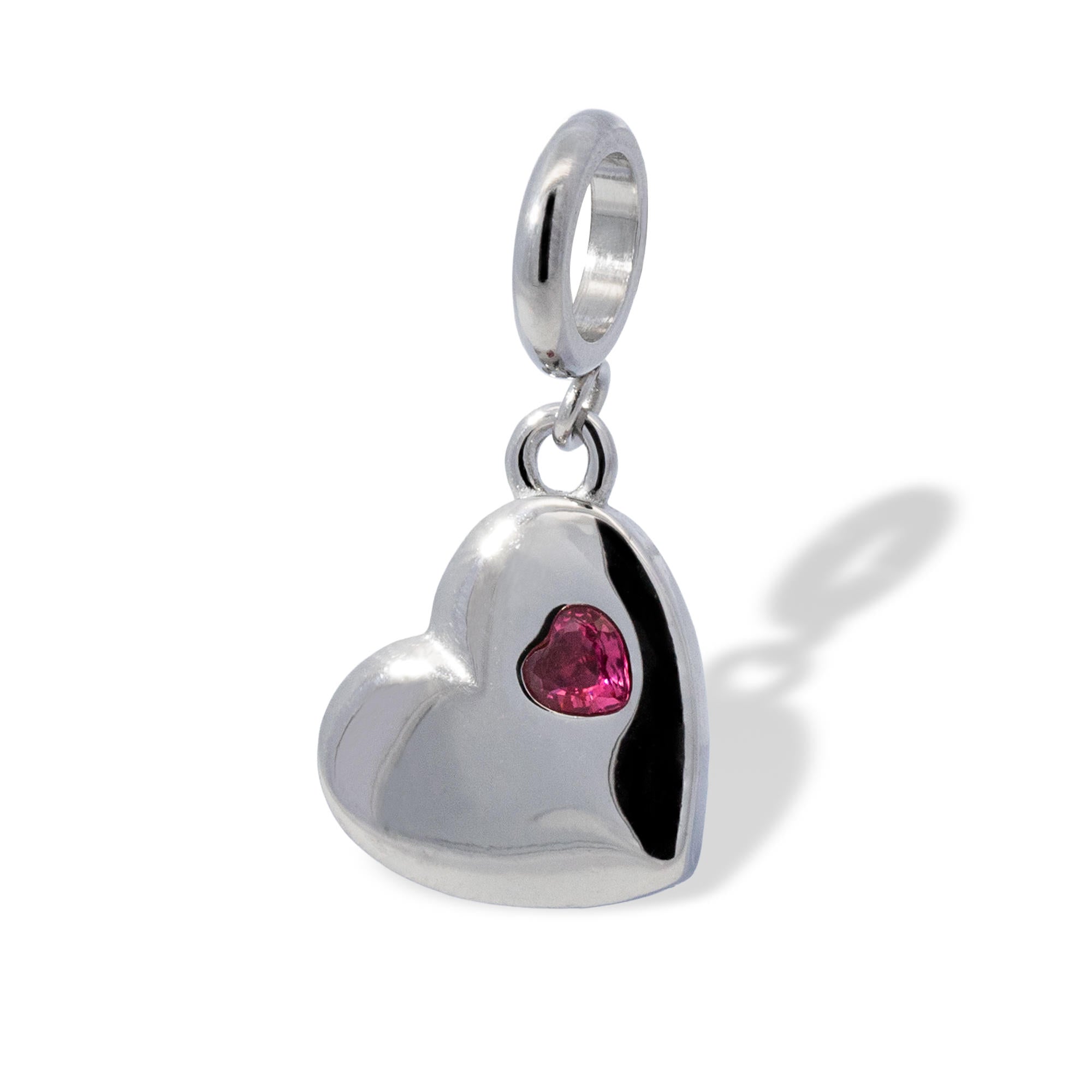 Charm de corazon con cristal de color 14mm