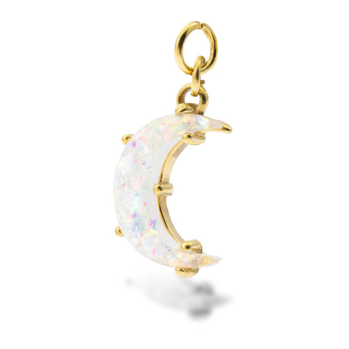 Dije de luna con piedra de opalo blanco 17mm