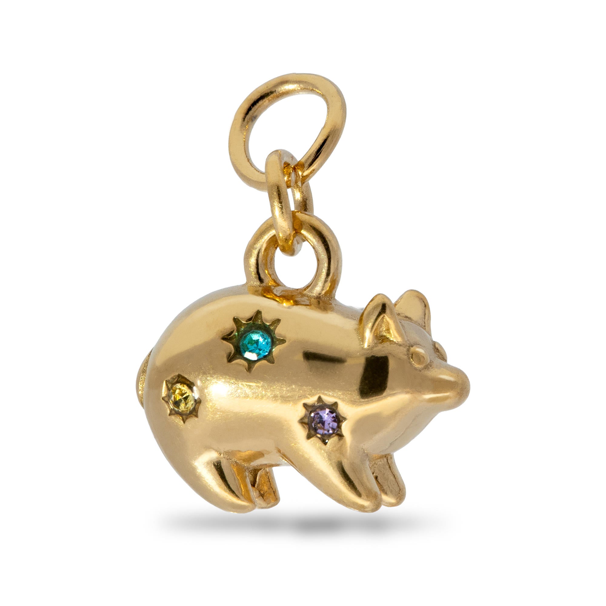 Dije de cerdo con cristales de color 12mm